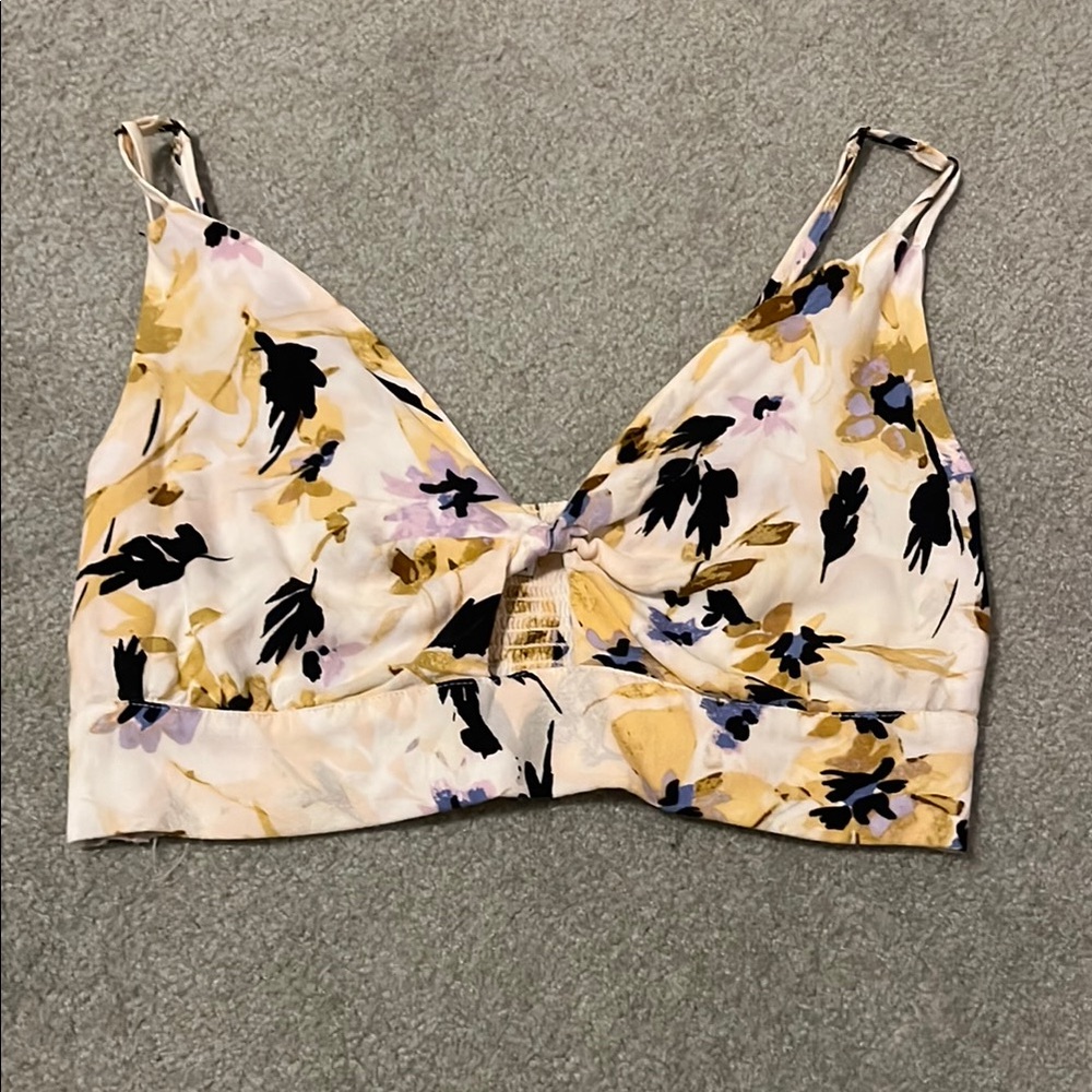 O'Neill Black and Gold Fitted Bustier Crop Tank